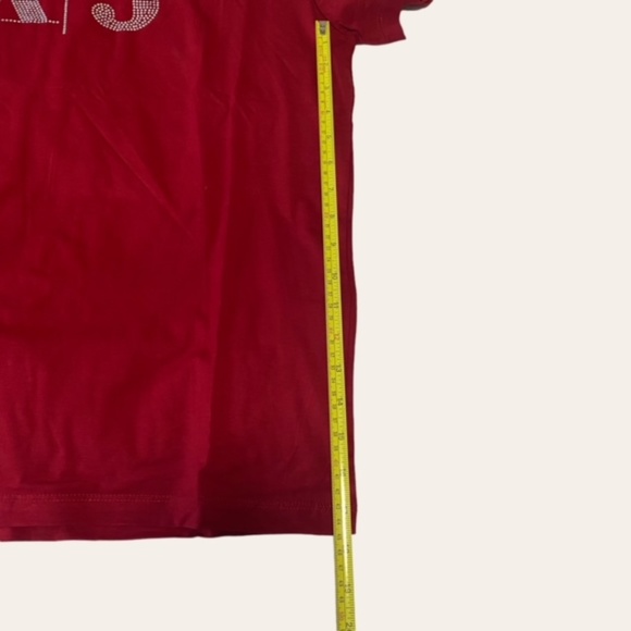 ARMANI JEANS Wine Color T-shirt Rhinestones Letters size L - Picture 8 of 10